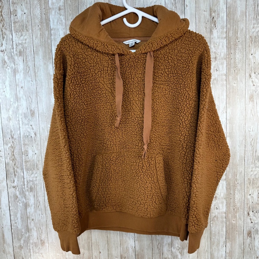 American Eagle‎ Womens Fleece Pullover Hoodie Warm Comfy Medium Brown